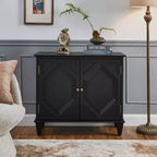 34 Geometric Accent Cabinet, Modern 2-Door Storage Buffet Cabinet with Adjustable Shelf for Entryway, Living Room - Panipeachy
