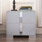MAYEERTY Nightstand with Metal Foot 2 Drawers for Bedroom Living Room Gray