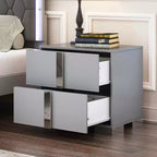 Table de chevet avec pied en métal 2 tiroirs pour chambre à coucher salon Gris