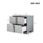 Table de chevet avec pied en métal 2 tiroirs pour chambre à coucher salon Gris