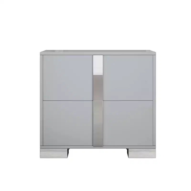 Table de chevet avec pied en métal 2 tiroirs pour chambre à coucher salon Gris
