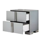 Table de chevet avec pied en métal 2 tiroirs pour chambre à coucher salon Gris