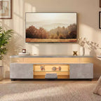 JVNOXK TV Stand for 55 Inch TV LED Gaming Entertainment Center Media Storage Console Table with Large Side Cabinet for Living Room (Grey+Black)