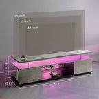Meuble TV pour téléviseur 55 pouces LED, console multimédia de rangement pour jeux, avec grand placard latéral pour salon (gris et noir)