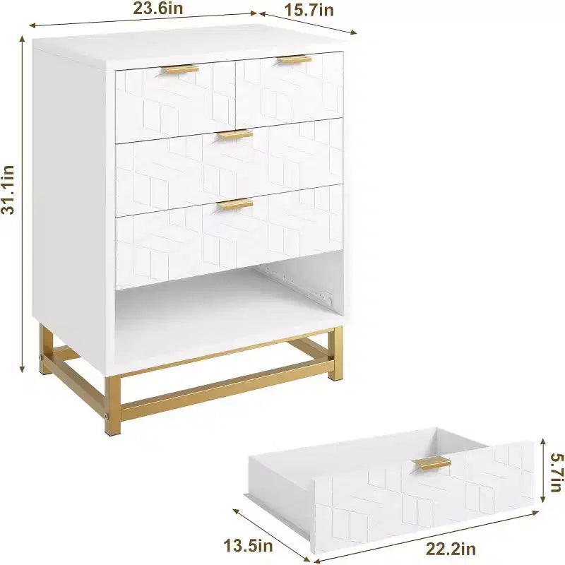 Commode moderne pour chambre à coucher, commode de 60 cm de large, 5 tiroirs avec pieds en métal, petite tour de rangement pour entrée, couloir, salon et placard