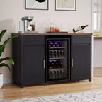 GDLF Coffee Bar Cabinet with Fridge Space, Mini Fridge Cabinet Buffet Sideboard53.2L Black