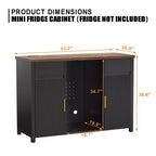 Meuble de bar à café avec emplacement pour réfrigérateur, buffet de rangement avec mini-réfrigérateur 135 cm Noir