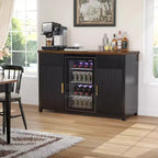 Meuble de bar à café avec emplacement pour réfrigérateur, buffet de rangement avec mini-réfrigérateur 135 cm Noir