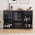 Meuble de bar à café avec emplacement pour réfrigérateur, buffet de rangement avec mini-réfrigérateur 135 cm Noir