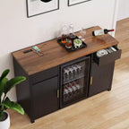 Meuble de bar à café avec emplacement pour réfrigérateur, buffet de rangement avec mini-réfrigérateur 135 cm Noir
