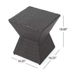 Table d'appoint d'extérieur en osier de 16 po avec cadre en fer durable, marron