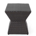 Table d'appoint d'extérieur en osier de 16 po avec cadre en fer durable, marron