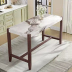 47.5 Counter Height Faux Marble Dining Table with Rubber Wood Legs