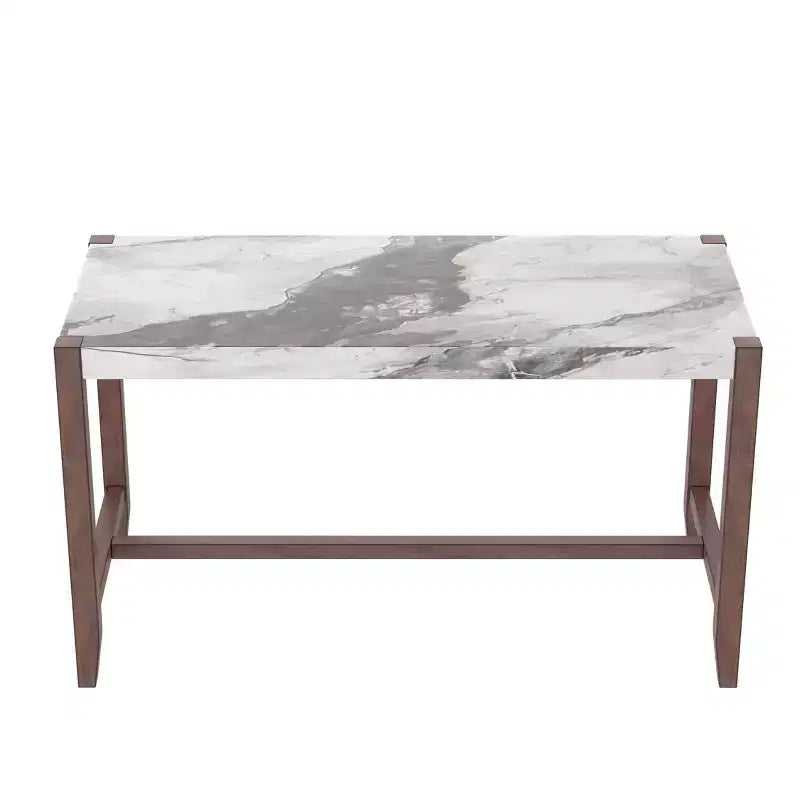 Table à manger en faux marbre, hauteur de comptoir de 47,5 po, avec pieds en bois d'hévéa