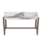 Table à manger en faux marbre, hauteur de comptoir de 47,5 po, avec pieds en bois d'hévéa