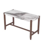 Table à manger en faux marbre, hauteur de comptoir de 47,5 po, avec pieds en bois d'hévéa