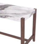 Table à manger en faux marbre, hauteur de comptoir de 47,5 po, avec pieds en bois d'hévéa