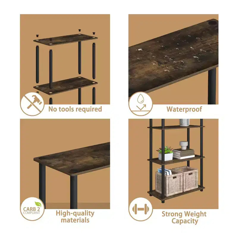 Bibliothèque décorative haute à 5 niveaux avec étagères ouvertes, multifonctionnelle pour le salon et le bureau à domicile