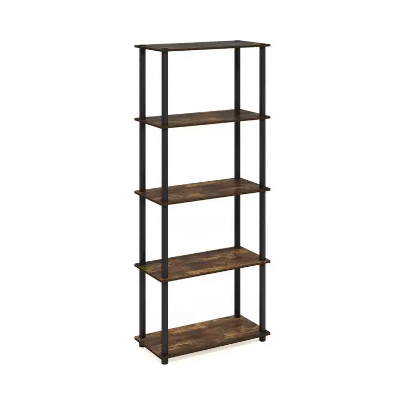 Bibliothèque décorative haute à 5 niveaux avec étagères ouvertes, multifonctionnelle pour le salon et le bureau à domicile