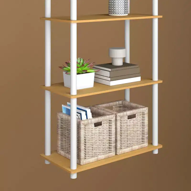 Bibliothèque décorative haute à 5 niveaux avec étagères ouvertes, multifonctionnelle pour le salon et le bureau à domicile