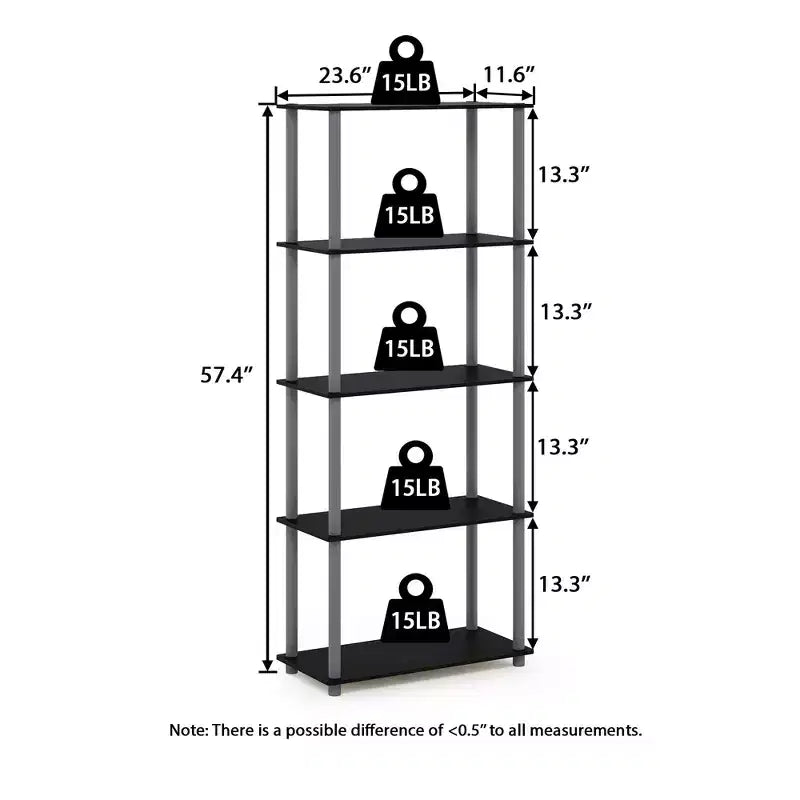 Bibliothèque décorative haute à 5 niveaux avec étagères ouvertes, multifonctionnelle pour le salon et le bureau à domicile