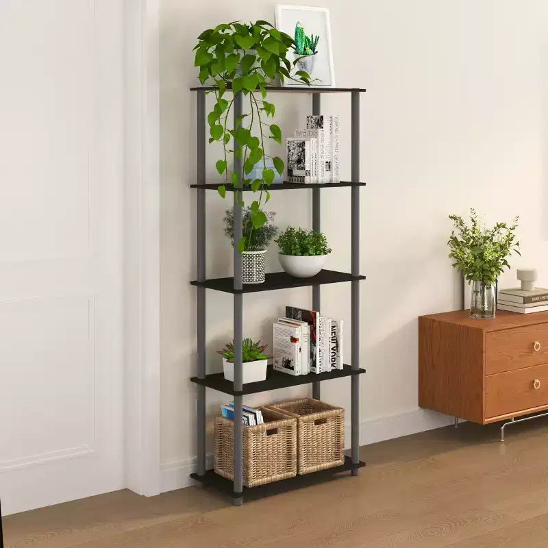Bibliothèque décorative haute à 5 niveaux avec étagères ouvertes, multifonctionnelle pour le salon et le bureau à domicile