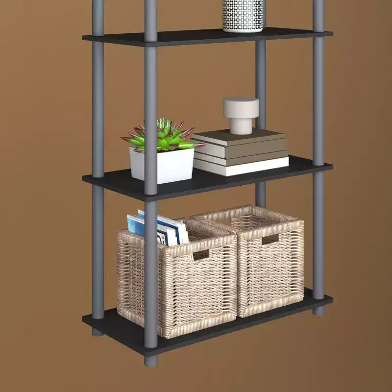 Bibliothèque décorative haute à 5 niveaux avec étagères ouvertes, multifonctionnelle pour le salon et le bureau à domicile