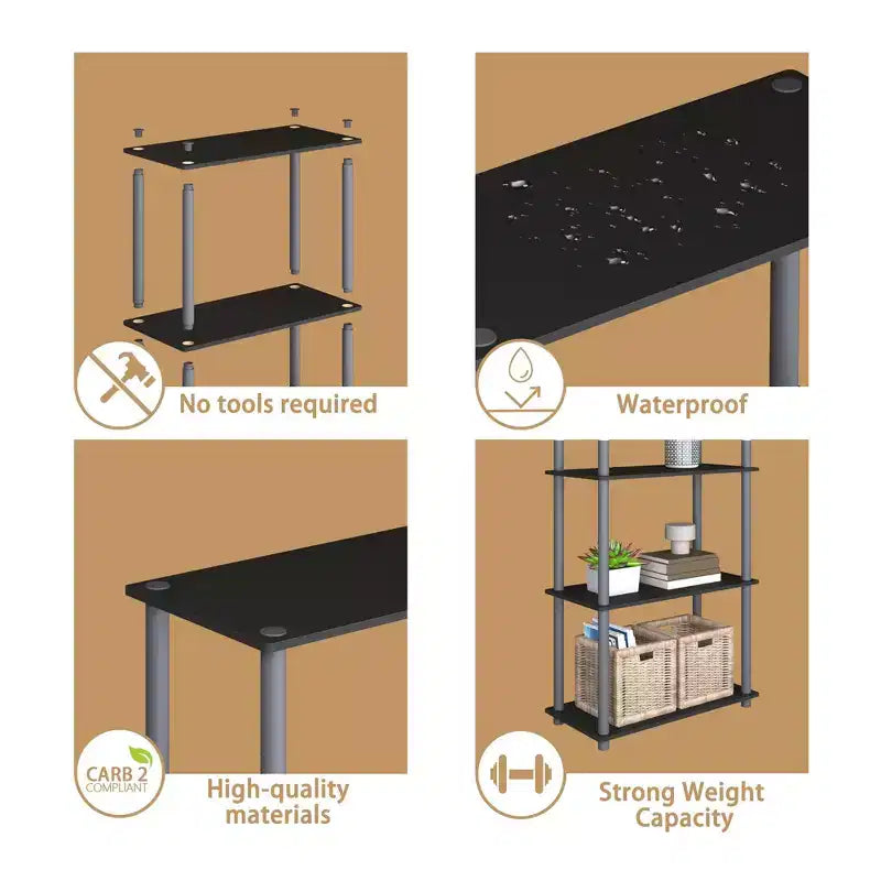 Bibliothèque décorative haute à 5 niveaux avec étagères ouvertes, multifonctionnelle pour le salon et le bureau à domicile