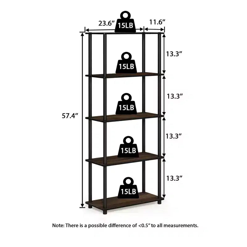Bibliothèque décorative haute à 5 niveaux avec étagères ouvertes, multifonctionnelle pour le salon et le bureau à domicile