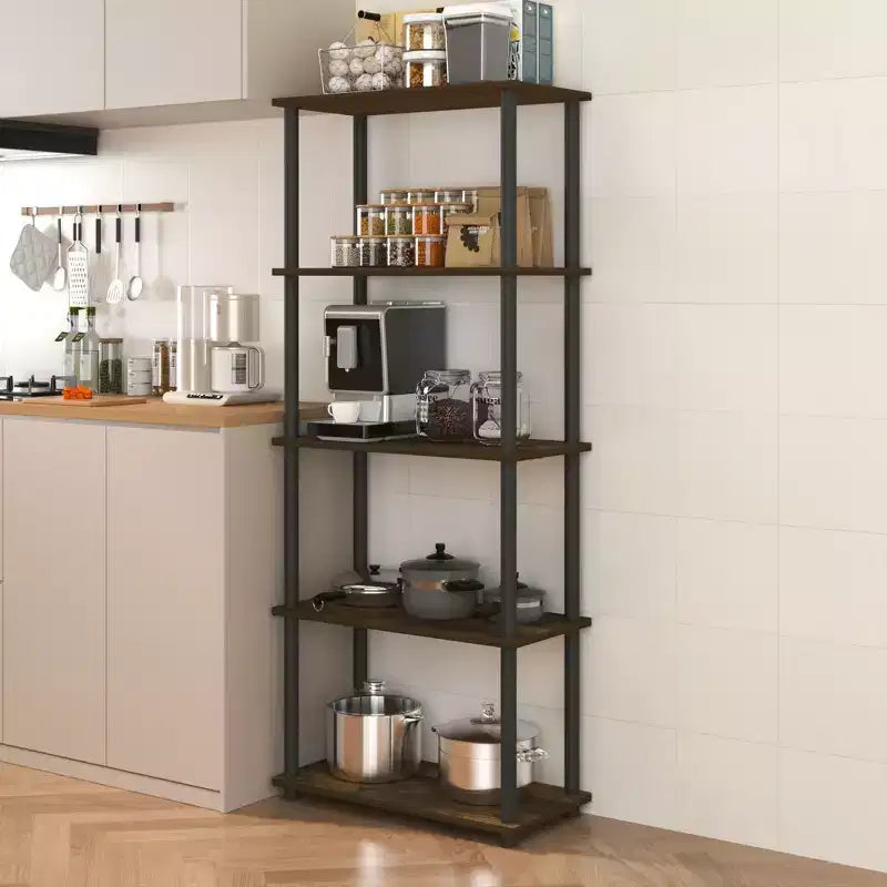 Bibliothèque décorative haute à 5 niveaux avec étagères ouvertes, multifonctionnelle pour le salon et le bureau à domicile