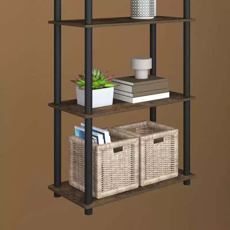 Bibliothèque décorative haute à 5 niveaux avec étagères ouvertes, multifonctionnelle pour le salon et le bureau à domicile