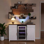 Meuble bar à café avec emplacement pour réfrigérateur, meuble pour mini-réfrigérateur, buffet 53,2 L blanc