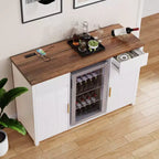 Meuble bar à café avec emplacement pour réfrigérateur, meuble pour mini-réfrigérateur, buffet 53,2 L blanc