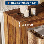 Table console d'entrée 63 avec 2 tiroirs, Table de canapé étroite en bois pour salon, couloir ou hall d'entrée, Table d'appoint avec rangement