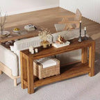Table console d'entrée 63 avec 2 tiroirs, Table de canapé étroite en bois pour salon, couloir ou hall d'entrée, Table d'appoint avec rangement