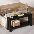 Table console d'entrée 63 avec 2 tiroirs, Table de canapé étroite en bois pour salon, couloir ou hall d'entrée, Table d'appoint avec rangement