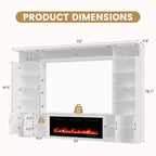 112Grand meuble TV mural avec cheminée et lumières LED
