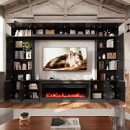 EROMMY 112Large Wall Unit Entertainment Center With Fireplace And LED Lights