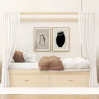 Zeus & Ruta Wooden Canopy Bed with Storage Drawers