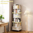 Étagère tournante 360 à 6 niveaux, 18,1118,1168,11, Tour ronde pivotante blanc chaud, Structure robuste en MDF, Utilisation polyvalente dans la chambre, le salon