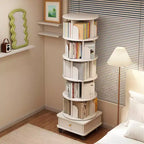 Étagère tournante 360 à 6 niveaux, 18,1118,1168,11, Tour ronde pivotante blanc chaud, Structure robuste en MDF, Utilisation polyvalente dans la chambre, le salon