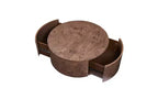 Table basse rotative en noyer de 72 cm avec 2 tiroirs cachés, plateau rotatif à 360°, grain de bois naturel, pour salon, noyer