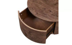 Table basse rotative en noyer de 72 cm avec 2 tiroirs cachés, plateau rotatif à 360°, grain de bois naturel, pour salon, noyer