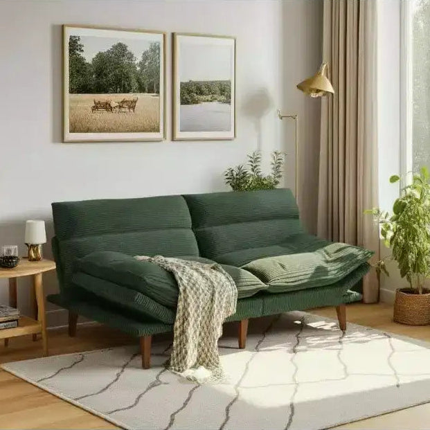 66.1 In Corduroy Loveseat with Adjustable Backrest Armrests, Thickened Seat Cushion, Small Space Sleeper Couch for Apartment, Study Room Office