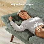66.1 Causeuse en velours côtelé avec accoudoirs à dossier réglable, coussin d'assise épaissi, petit canapé-lit pour appartement, bureau ou studio