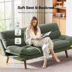 66.1 Causeuse en velours côtelé avec accoudoirs à dossier réglable, coussin d'assise épaissi, petit canapé-lit pour appartement, bureau ou studio