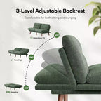 66.1 Causeuse en velours côtelé avec accoudoirs à dossier réglable, coussin d'assise épaissi, petit canapé-lit pour appartement, bureau ou studio