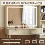 Coiffeuse de Maquillage avec Miroir Lumineux, Coiffeuse en Bois avec Tiroirs, Coiffeuse Moderne avec Miroir LED pour Maquillage et Rangement dans la Chambre