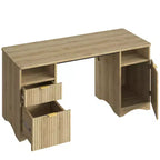 59Bureau de direction moderne avec rangement, bureau à domicile en bois avec 2 tiroirs et 3 armoires, bureau d'écriture cannelé pour bureau et salon