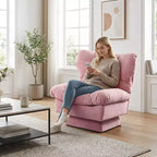 Fauteuil pivotant moderne avec coussins épais touffetés - Fauteuil d'appoint en chenille rotatif à 360°, chaise de lecture ergonomique pour le salon et la chambre à coucher